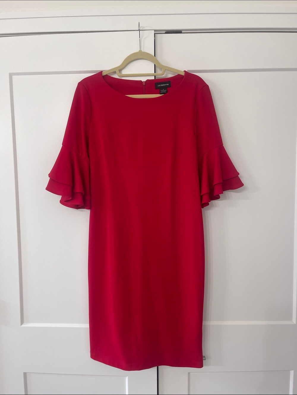 Liz Claiborne Red Ruffle-Sleeve Midi Dress